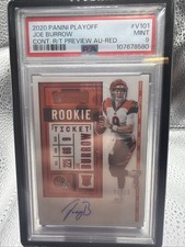 2020 Panini Playoff Joe Burrow Cont R/T Preview Au-RED 6/10 PSA 9