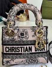 Christian Dior Lady Dior D-lite Top Handle Bag Pink Gold Women Classic Designer