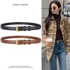 Thin Pin Buckle Jeans Belt Faux Leather Soft Women's Korean Trend Style Belts