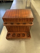Vintage Homemade Wood 5 PIPE TOBACCO HUMIDOR RACK STAND BOX 