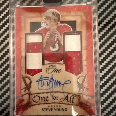 2023 Panini One For All Red #355 Steve Young 49ers HOF Dual Patch AUTO /25