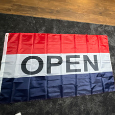 OPEN Flag Rectangle Banner 3x5 ft Polyester Multi-Color Hanging Business Sign