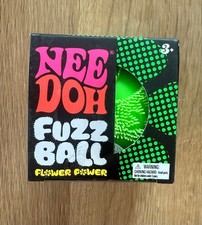 GREEN Needoh FUZZ BALL Flower Power Nee Doh Squish Stress Ball NEE-DOH Fuzzball