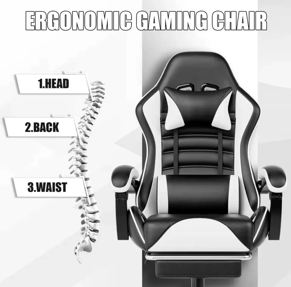 Ergonomic Gaming Chair & Office  w/ Lumbar Support & Adjustable Armrests US SLR - Image 2 of 4