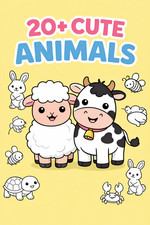 20 Animals Coloring Pages for Toddlers, Simple Bold Outlines, Printable PDF, DIY