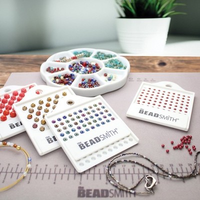 Beadsmith Bead Counter 4 Piece Tool Set, 3, 4, 6, 8mm Crystal, Seed Beads