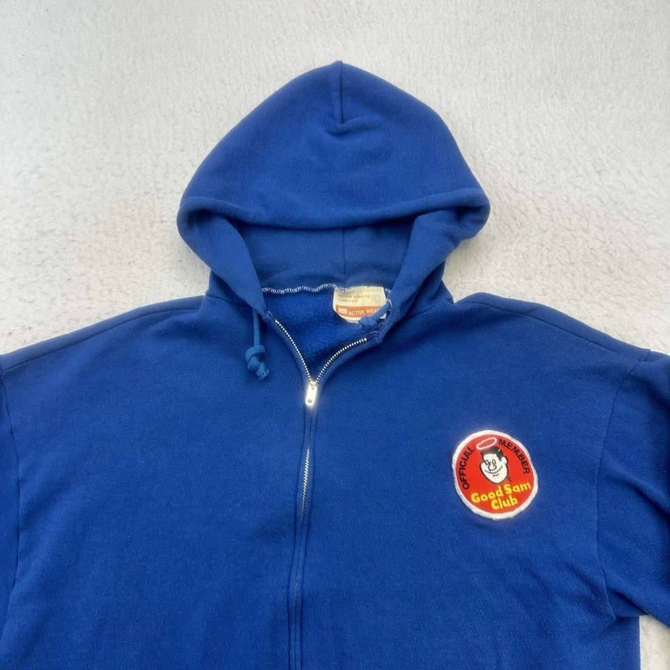 Sudadera con Capucha De Colección Sears Para Hombre Grande L Azul Good Sam Club Cremallera Completa Ropa Activa Foto 3 de 4