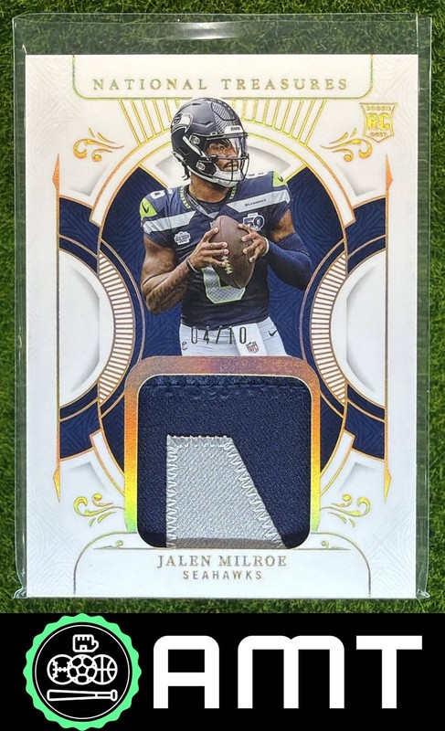 Jalen Milroe RC 2025 Panini National Treasures 4/10 Patch Holo Gold Seahawks