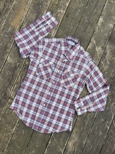 Vintage Levis Western Shirt Mens Size M 80s Plaid Cowboys Tailor Rodeo Workwear