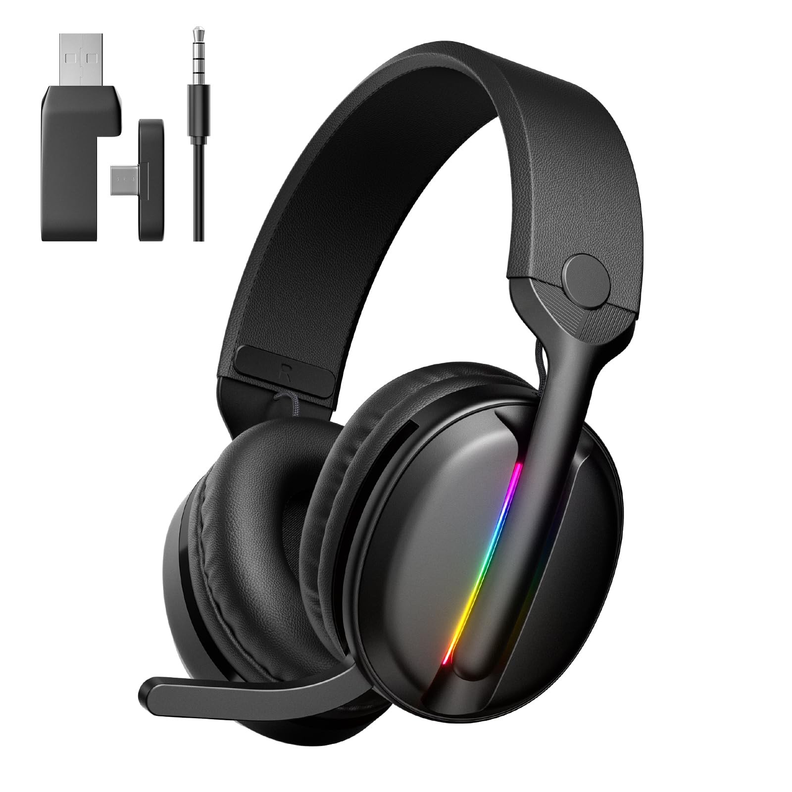 MANKIW Cuffie Gaming Wireless per PS5, PS4, PC, Mac, Cuffie da Gioco Bluetoot... - 1