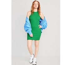 NWT Old Navy Fitted Rib-Knit Racerback Mini Tank Dress Rich Clover Green Small