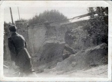 WW2 Photo of Soldier and Destroyed Bridge
