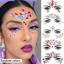 1Sheet Face 3D Diamond Tattoo Stickers Colored Rhinestone Shiny Body Makeup Gems