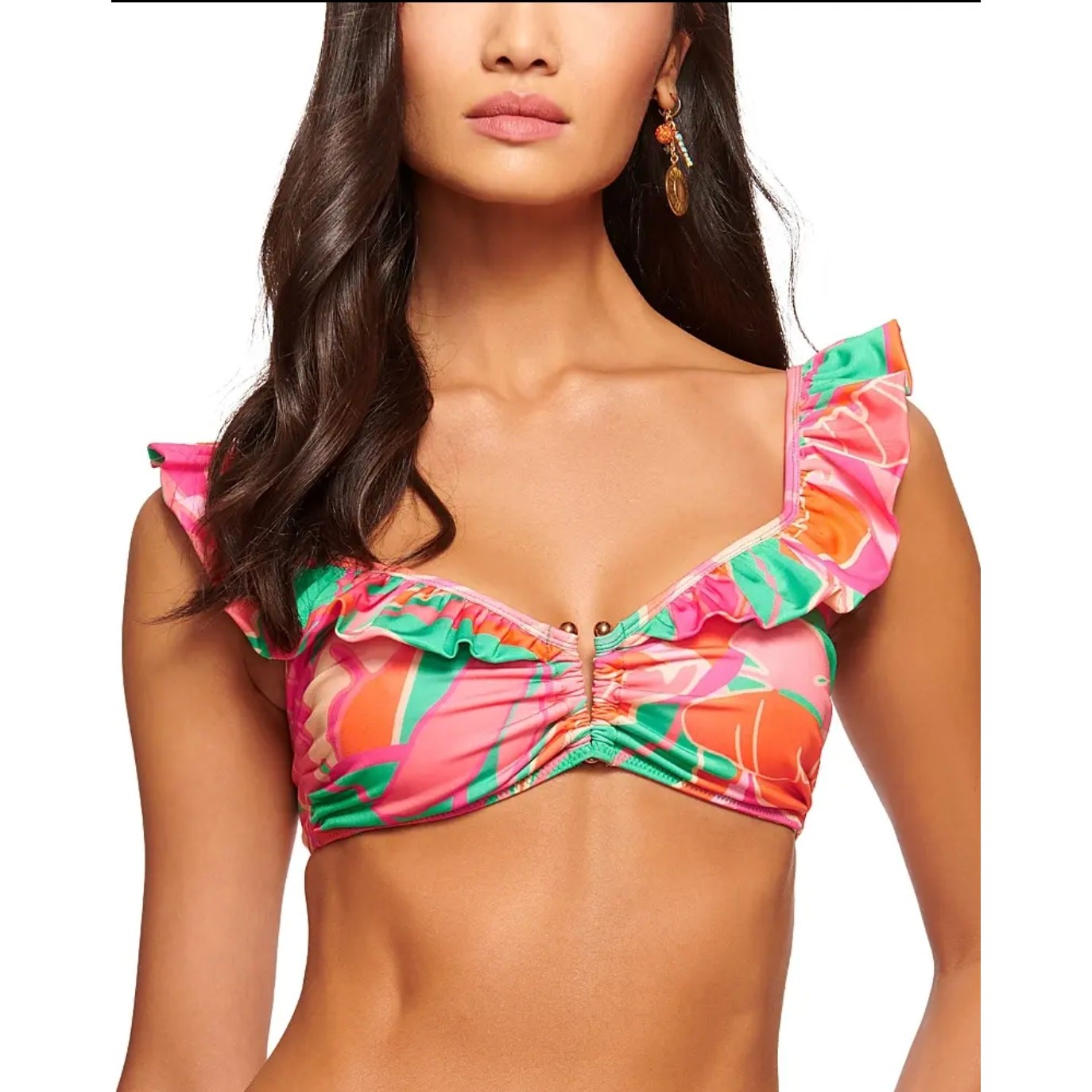 NWT Ramy Brook Palm Printed Siena Bikini Top Size Small