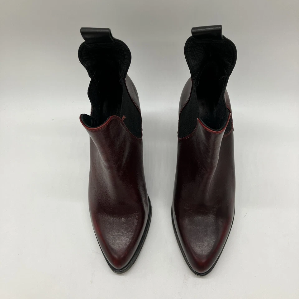 Botín para mujer Rag and Bone punta puntiaguda borgoña pull on con ribete negro 36 EU 6 US Foto 2 de 4