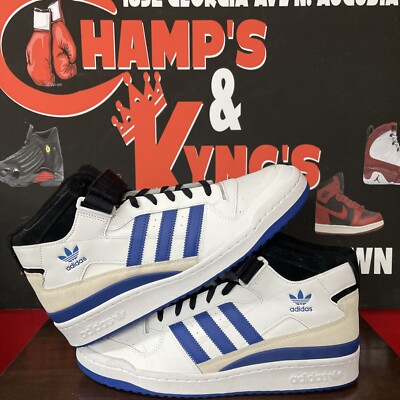 Size 13 - adidas Forum Mid Core Black/Footwear White/Royal Blue 2021