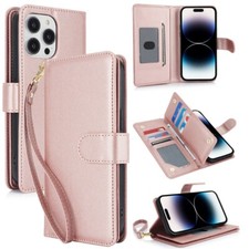 For iPhone 17e 16 15 14 13 12 11 Pro Max 8+ Wallet Cards Case Leather RFID Cover