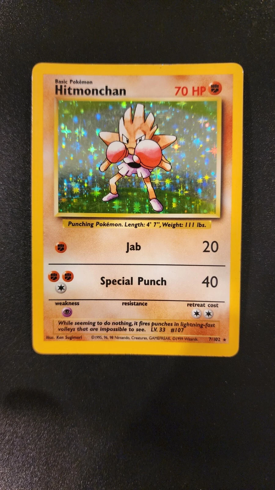 Deal for Hitmonchan Pokemon Card Base Set Unlimited Holo 7/102