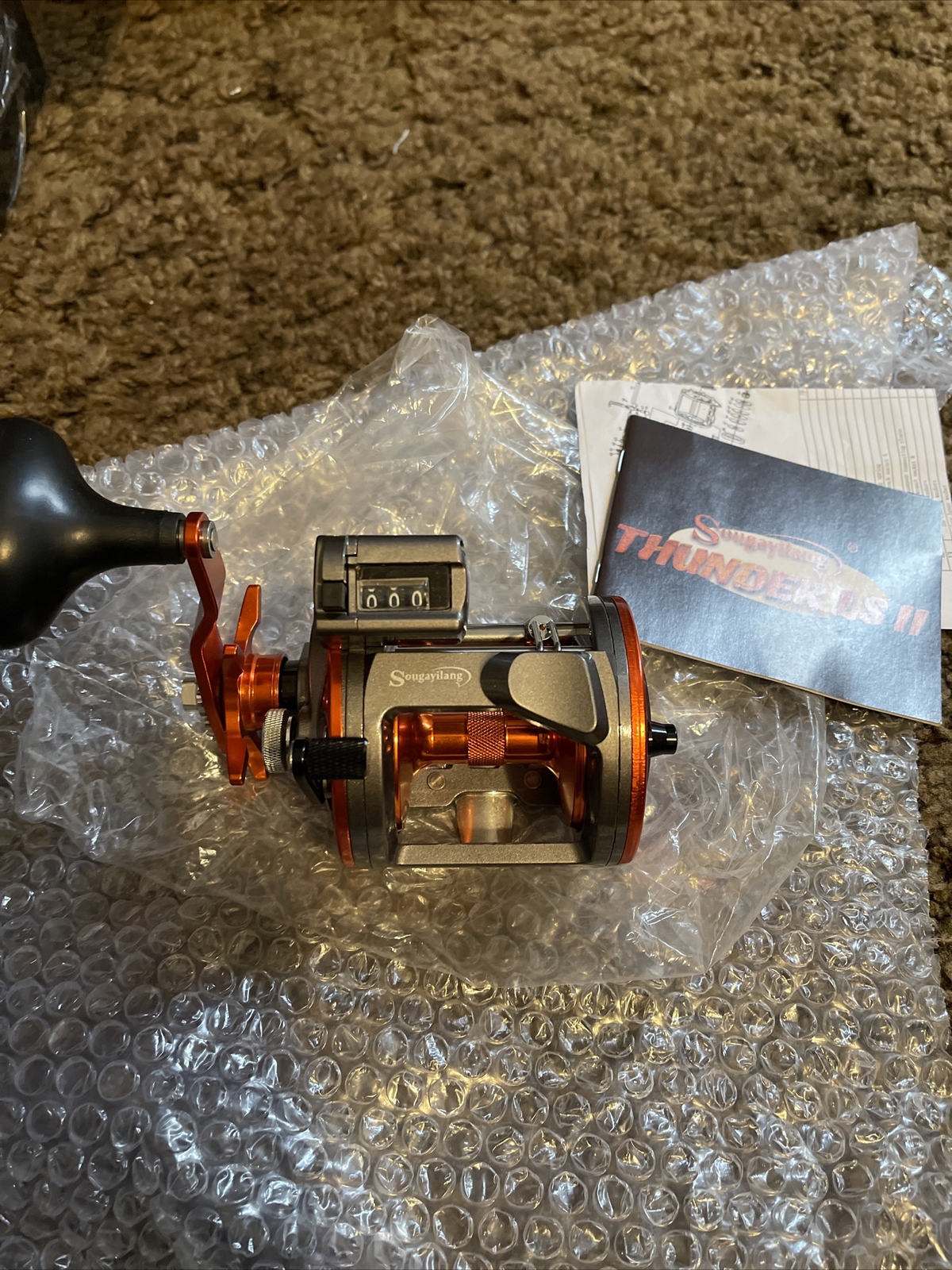 Sougayilang, LS30L, LS 30L, Line counting Trolling Reel, orange, Left hand