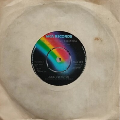 Julie Covington-Don't Cry For Me Argentina Vinyl 7'' Single.1976 MCA 260.