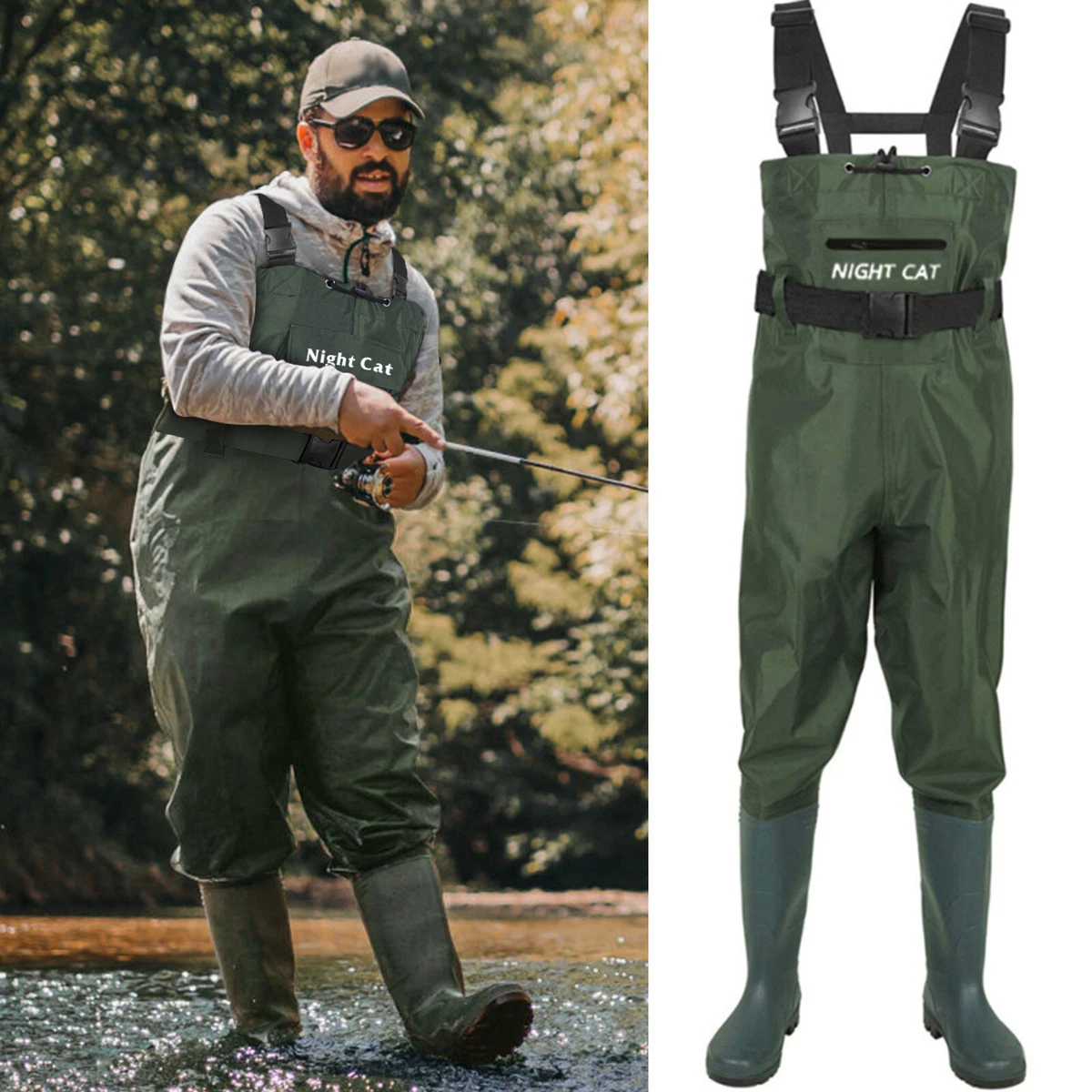 Chest Waders with Boots for Men, Waterproof Fishing Bootfoot Waders for  Fishing