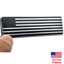 1x ALUMINUM American Flag Decal Sticker Emblem 4.12" x 1.12"