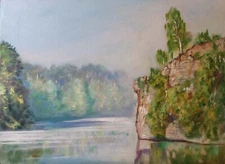 Original Painting Landscape Zhytomyr A3 Oil Post Impressionism River Signed