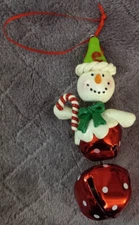 K&K Interiors 51192A Assorted Snowman Head Ornaments with Bell Bodies