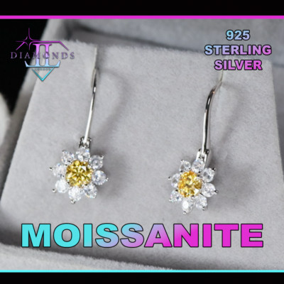 Gelbe Moissanit Diamant Schneeflocke Ohrringe | Gelbe Moissanit Ohrringe
