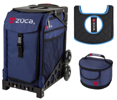 Zuca Sport Bag -Midnight with Lunchbox and Seat Cover (Black Non-Flashing Wheels
