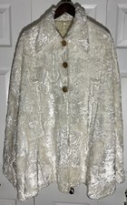 Vintage Off White Ivory Fur Cape Wedding Bridal Coat Formal One Size Winter