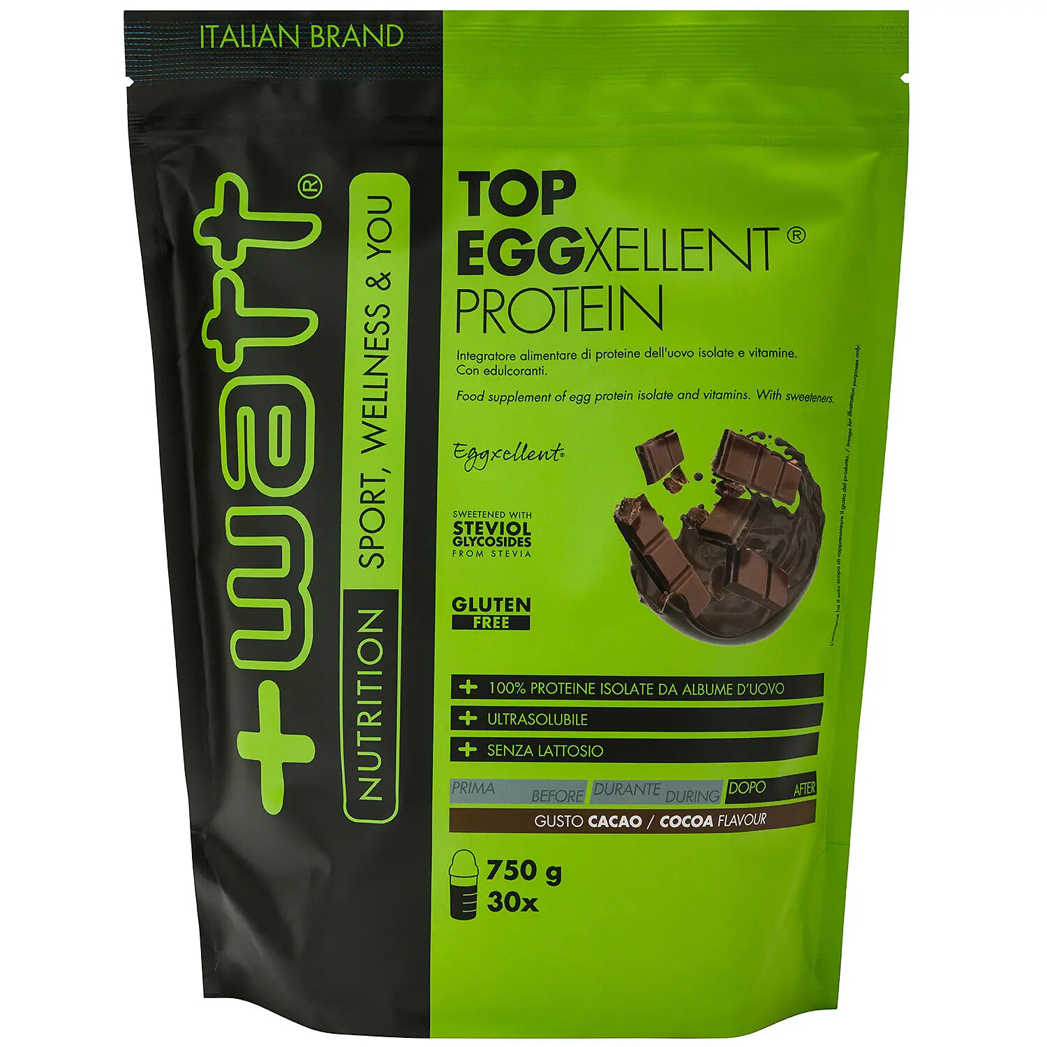 +Watt Top Eggxellent Protein 750g Cacao | Albume Isolato Senza Lattosio