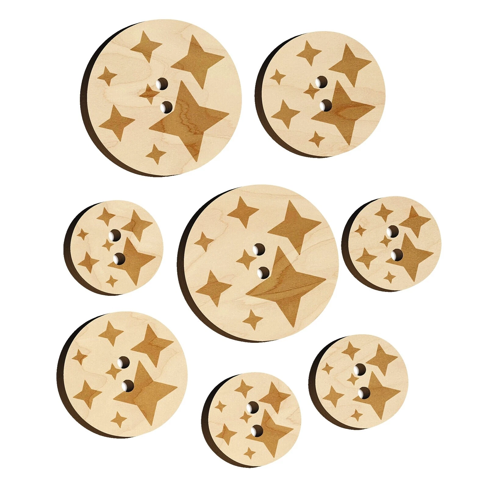 Wooden Novelty/Dress-It-Up Shapes 2-Hole Flat Button Sewing Buttons
