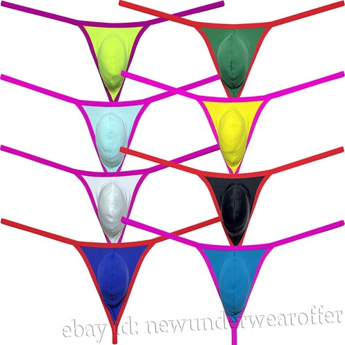 Herren Einfarbig Badeanzug Stoff Bikini Tanga Unterwäsche Männer T-Back Beutel G-String - Bild 1 von 48