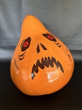 Folk Art Gourd Art Scary Pumpkin Hand Painted Halloween