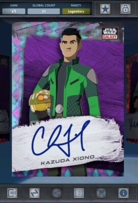 Star Wars Card Trader Legendary Chrome Galaxy Purple Signature Kazuda Xiono 31cc