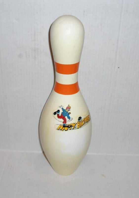 Happy Birthday Clown Regulation Approved Use Bowling Pin White Used Good Cond