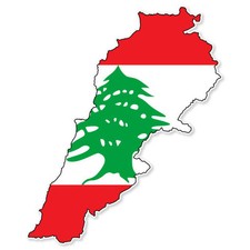 Lebanon Map Flag car bumper sticker 5" x 4"