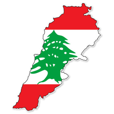 Lebanon Map Flag car bumper sticker 5'' x 4''
