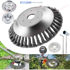 8 Inch Steel Wire Wheel Brush Cutter Weed Eater Trimmer Head with Adapter Kit US