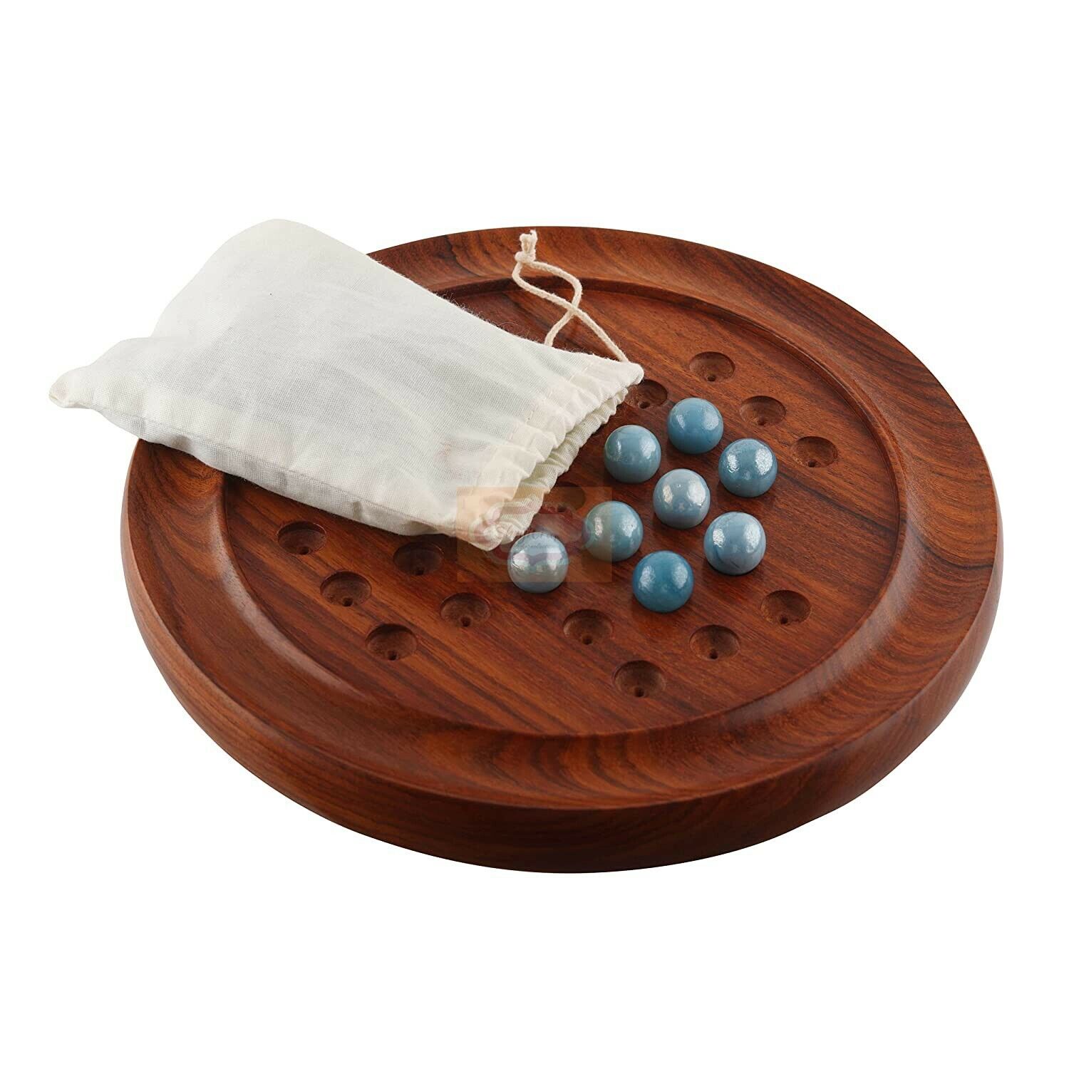 Solitaire Board in Wood with Glass Marbles Unique Game 9 inch | eBay