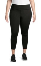 NWT Women's Plus 3X BLACK Capri Leggings w/ Lace on leg Phone Pocket Athletic