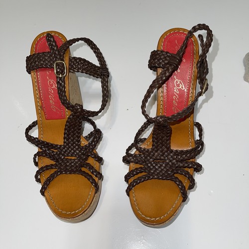 Paloma Barceló Women's Brown Tenerife Braided Leather Cork Platform Sandals 41 - Picture 2 of 10