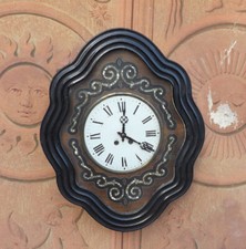 Orologio da parete epoca fine '800 primi '900 occhio di bue cassa in legno mossa