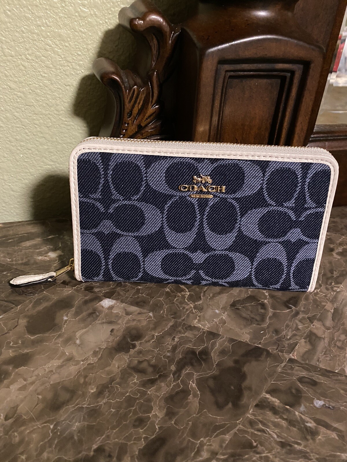 coach signature zip around wallet