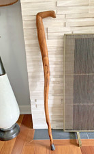 Vintage Antique Hand Carved Walking Stick Cane With Metal Embedded Crosses