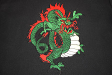 VTG Shirt Jacket Size S/M 60s 70s Embroidered Cartoonish Dragon Poly Knit Grunge