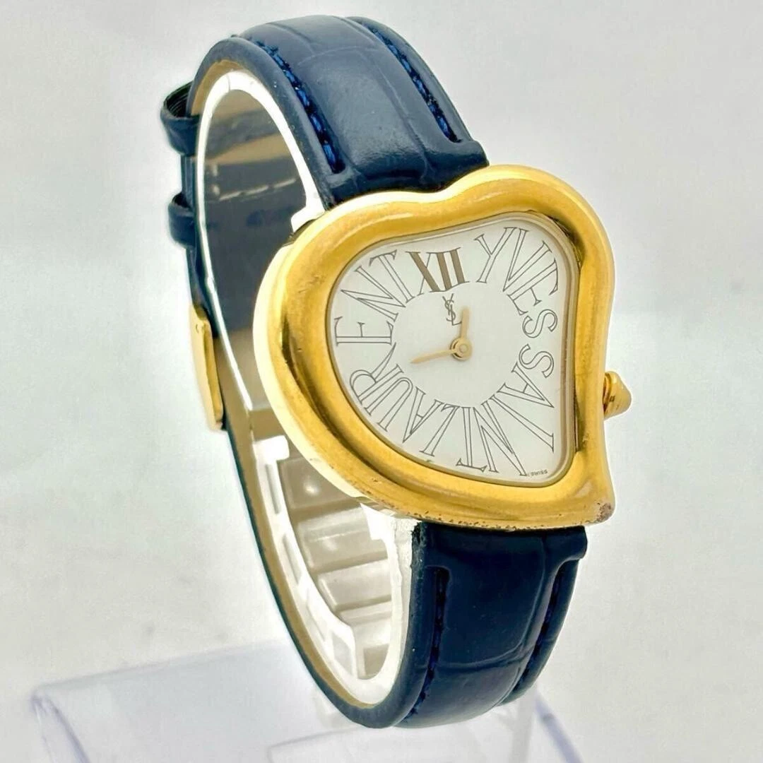 SAINT LAURENT (YSL) Orologio Yves Saint Laurent Cuore Donna Quarzo Oro Cintura NAVY dal Giappone Lavoro