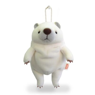 NEW Shinada Global Mochi Mochi Bear Animal Plush Keychain White