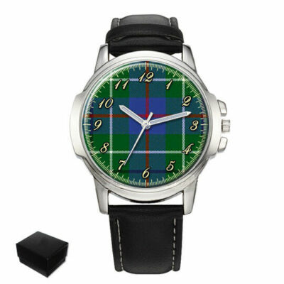 DUNCAN SCHOTTISCHER CLAN TARTAN HERREN ARMBANDUHR GEBURTSTAG GESCHENKBOX GRAVIERT 